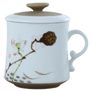 清彩 景德镇手绘陶瓷茶杯 办公杯带过滤