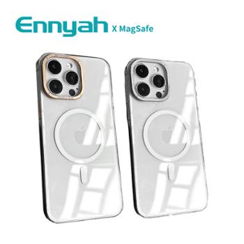 Ennyah 磁吸手机壳透明简约 iPhone15 磁吸透明金属边框保护套永不发黄