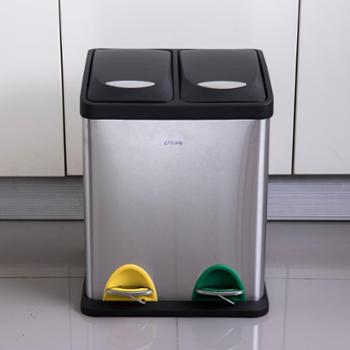 欧润哲 厨房不锈钢脚踏两格/三格分类垃圾桶 商用家用干湿垃圾桶