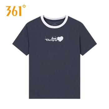 361度上衣女2025夏季新款图案印花透气薄款圆领短袖T恤衫女款562529117-4