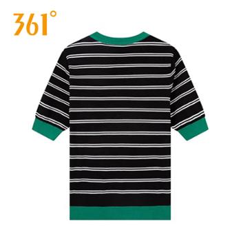 361度联名款2025夏季新品女子加菲猫透气条纹套头衫圆领T恤女562529123-4