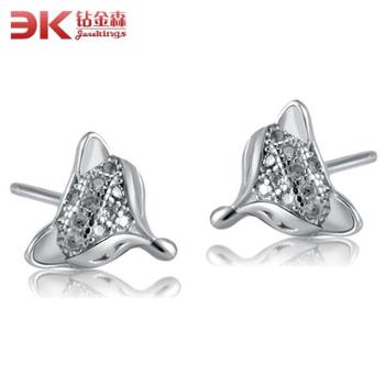 钻金森 925纯银小狐狸耳钉
