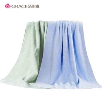 洁丽雅 全棉加厚浴巾 E2118蓝x1+绿x1