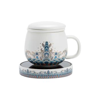 陶立方 潮白保温底座带内胆陶瓷个人杯套装茶水分离杯
