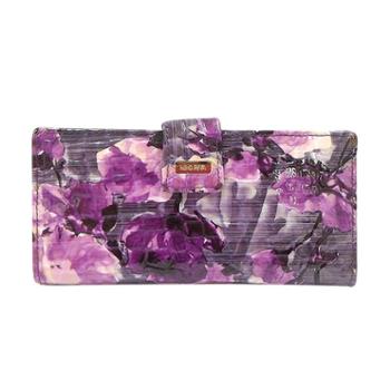 尼诺里拉NINORIVA 紫色时尚印花牛皮长款钱夹 NR60294-1