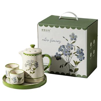 摩登主妇小苍兰茶壶陶瓷茶具套装泡茶壶茶杯 【小苍兰】一壶两杯+托盘