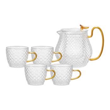 康宁家用玻璃龙鳞茶功夫茶具套装 EKCO龙麟茶具套装（一壶四杯）