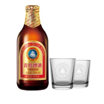 青岛啤酒 金质小棕金 296ml*24瓶 活动期间买一赠玻璃对杯，不可叠加