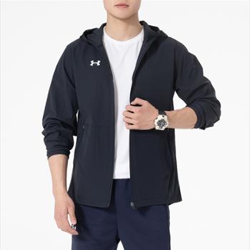安德玛Under Armour 男装运动休闲防风连帽梭织夹克外套 21600411-001