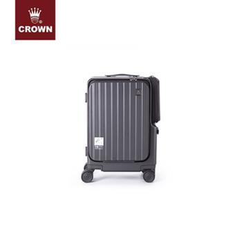 皇冠（CROWN）多功能前开盖商务拉杆箱行李箱小型男女通用登机箱5298-20寸
