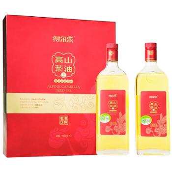 得尔乐 有机低温冷榨高山红花茶油精品礼盒装 750ml*2瓶