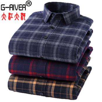 大江大河/G-RIVER 羊毛保暖男式长袖格纹衬衫 加厚 39-45