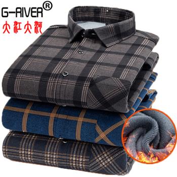 大江大河/G-RIVER 冬季加绒加厚保暖衬衫男长袖爸爸装 柔软双面绒 L-4XL