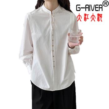 大江大河/G-RIVER 女款法式温柔复古设计感宽松长袖上衣衬衫 时尚百搭 M-L