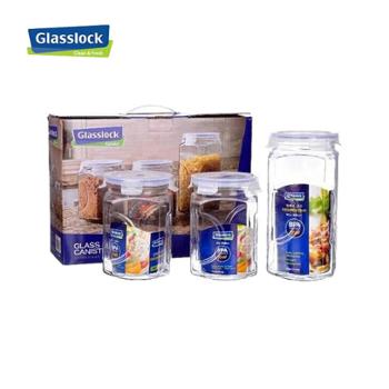 韩国三光云彩GLASSLOCK玻璃密封罐子储存罐零食糖果罐三件套IG534