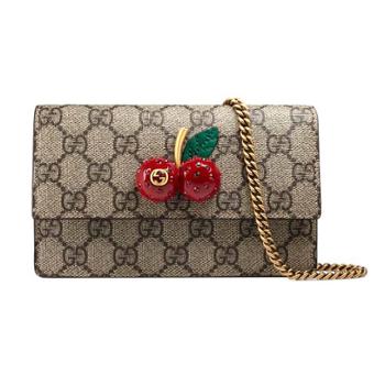 古驰/GUCCI GG Supreme帆布立体樱桃配饰女士迷你单肩斜挎包481291-K9GXT-8694
