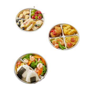 炊大皇 辅食盘 304不锈钢餐盘饭盒 加厚分格快餐盘宝宝学生餐盒备菜碟