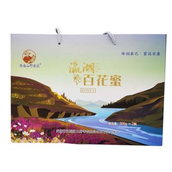 陕南山野老农 瀛湖蜂蜜百花蜜礼盒 500克X2瓶