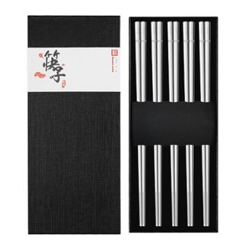 一款 304不锈钢筷子家用防滑防烫方形筷子316不锈钢家庭套装筷子