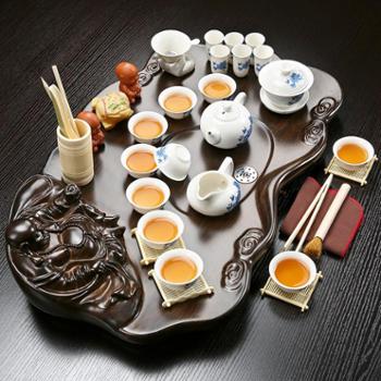 全套茶具套装 紫砂茶壶 立体雕茶盘茶台