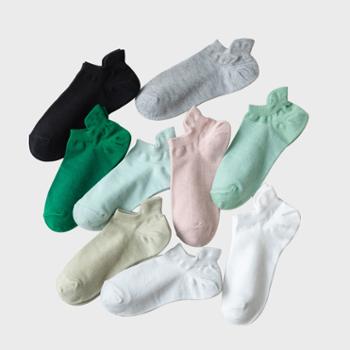 Asrla 森系小清新纯色船袜 护跟棉袜子 5双装 X585