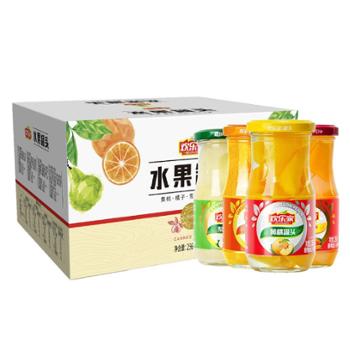 欢乐家 混合水果罐头整箱装（橘子*3、黄桃*3、雪梨*3、热带杂果*3） 256g*12