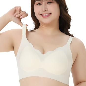 秋鹭/Qiu Lu 超薄无痕冰丝大码果冻胶BRA女文胸盒装 透气亲肤 200斤可穿