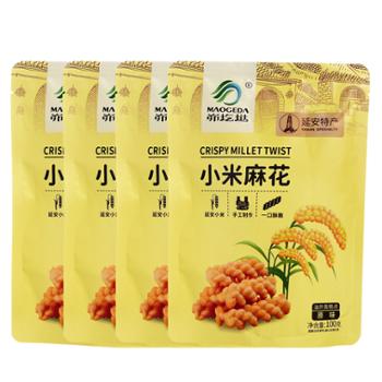 峁圪垯 小米麻花零食小吃休闲食品办公室零食原味 100g*4袋