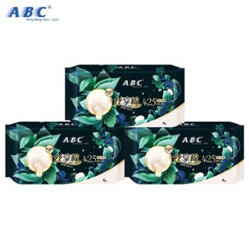 ABC丝享棉超长夜用卫生巾4片*3包 棉柔极薄425mm